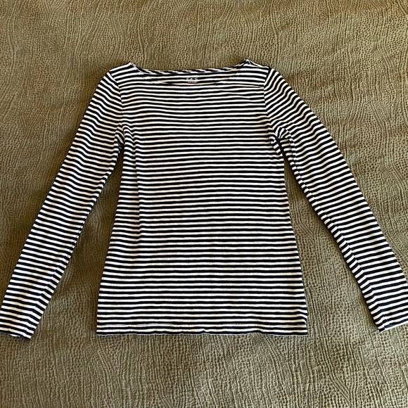 J. Crew Tops - J. CREW long sleeved black and white stripped shirt